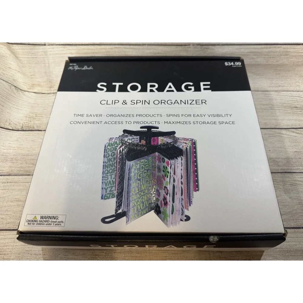 New in Box The Paper Studio Storage Clip & Spin Organizer Time Saver 75 Clip NIB